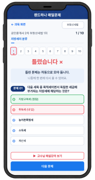 매일 문제풀이 앱 - 틀린 문제 채점 결과 화면